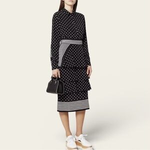 Stella McCartney Silk Polka Dot Tiered Ruffle Skirt Set With Blouse EU 42 44